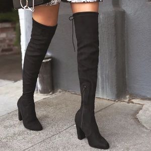Lulu’s So Much Yes Black Suede Over the Knee Boots